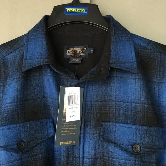 Pendleton NWT Royal & Black Plaid NWT Sz Med & Large - Picture 3 of 10